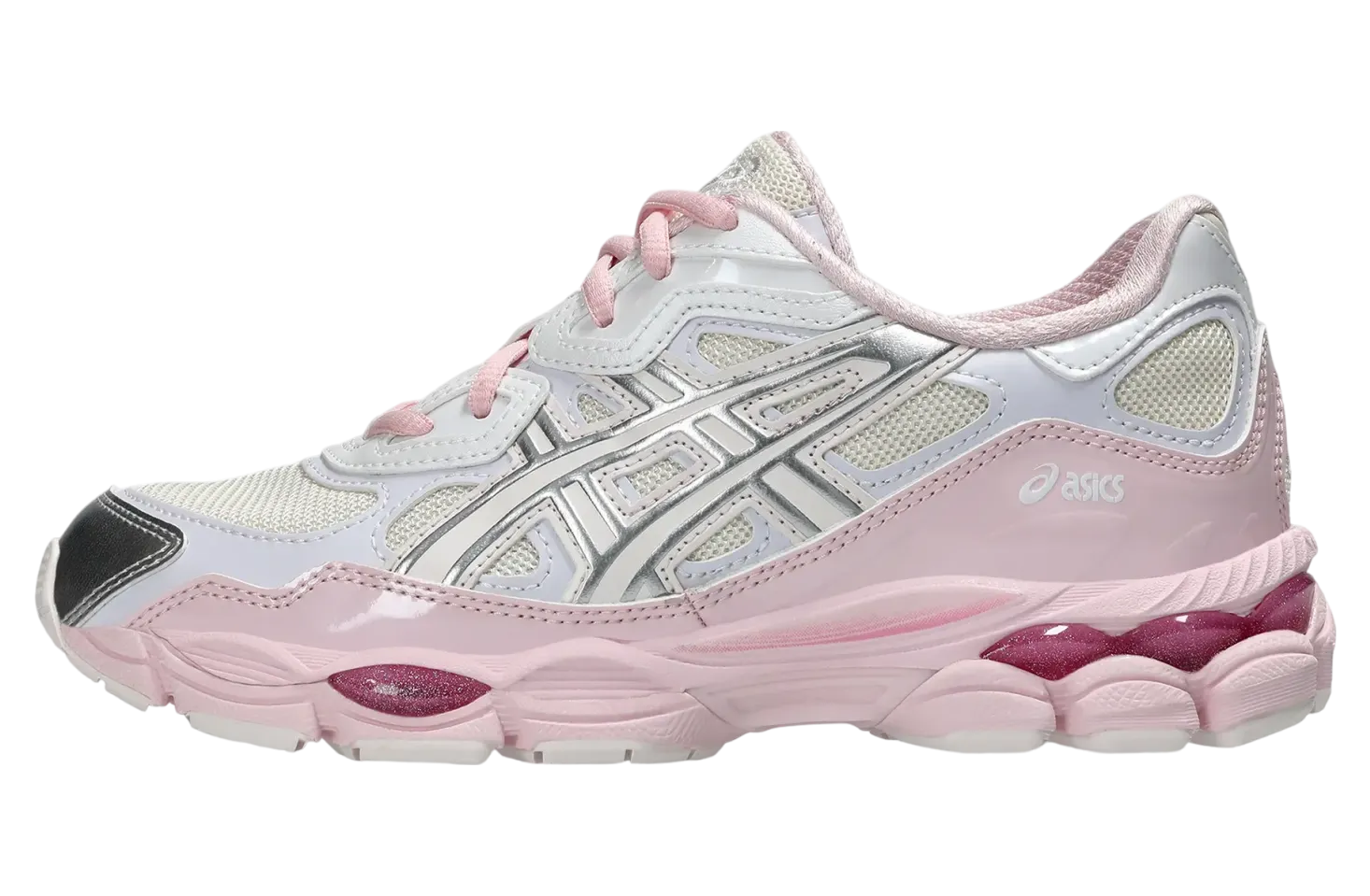 asics gel nyc silver toe white pink