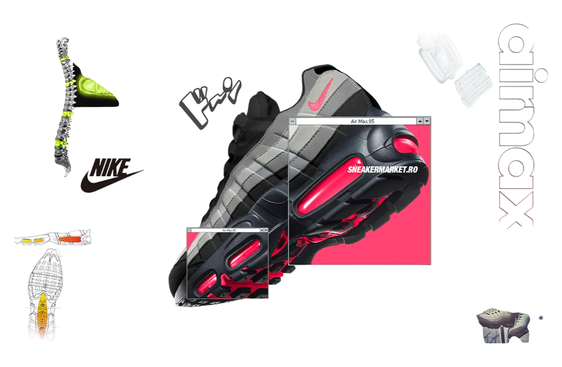 nike air max 95 big bubble black bright crimson