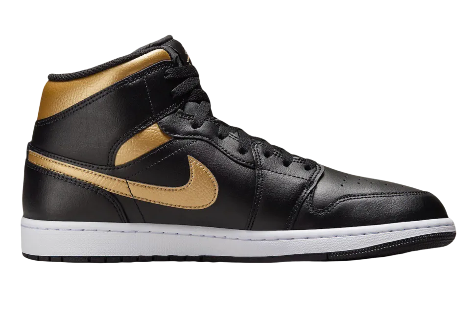 Air Jordan 1 Mid Black Metallic Gold 1