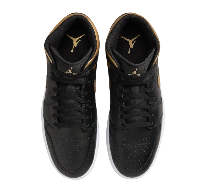 Air Jordan 1 Mid Black Metallic Gold 2