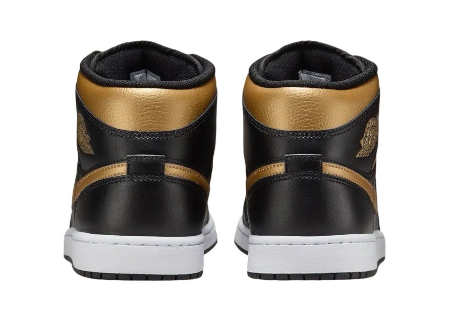 Air Jordan 1 Mid Black Metallic Gold 3