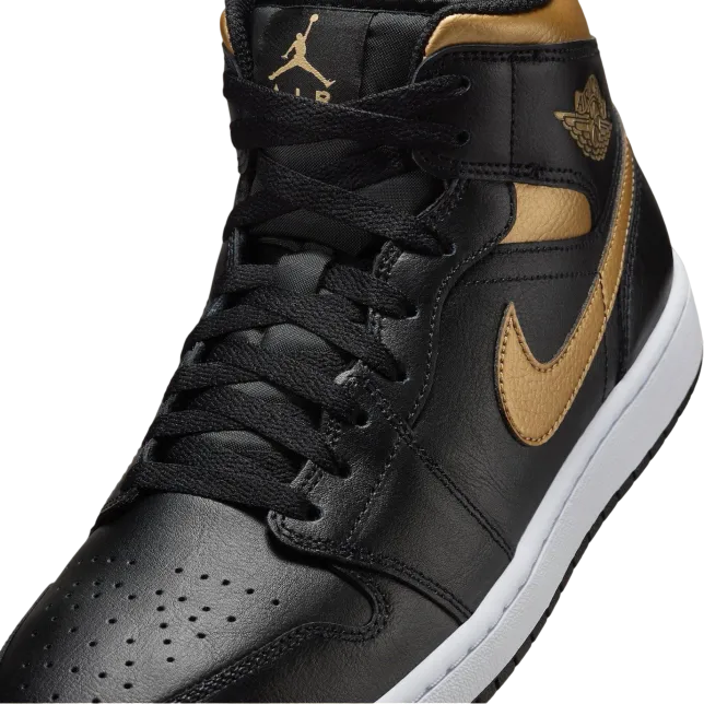 Air Jordan 1 Mid Black Metallic Gold 5