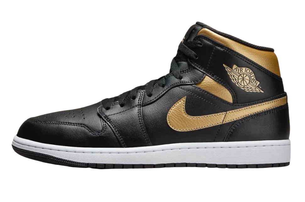 Air Jordan 1 Mid Black Metallic Gold gold