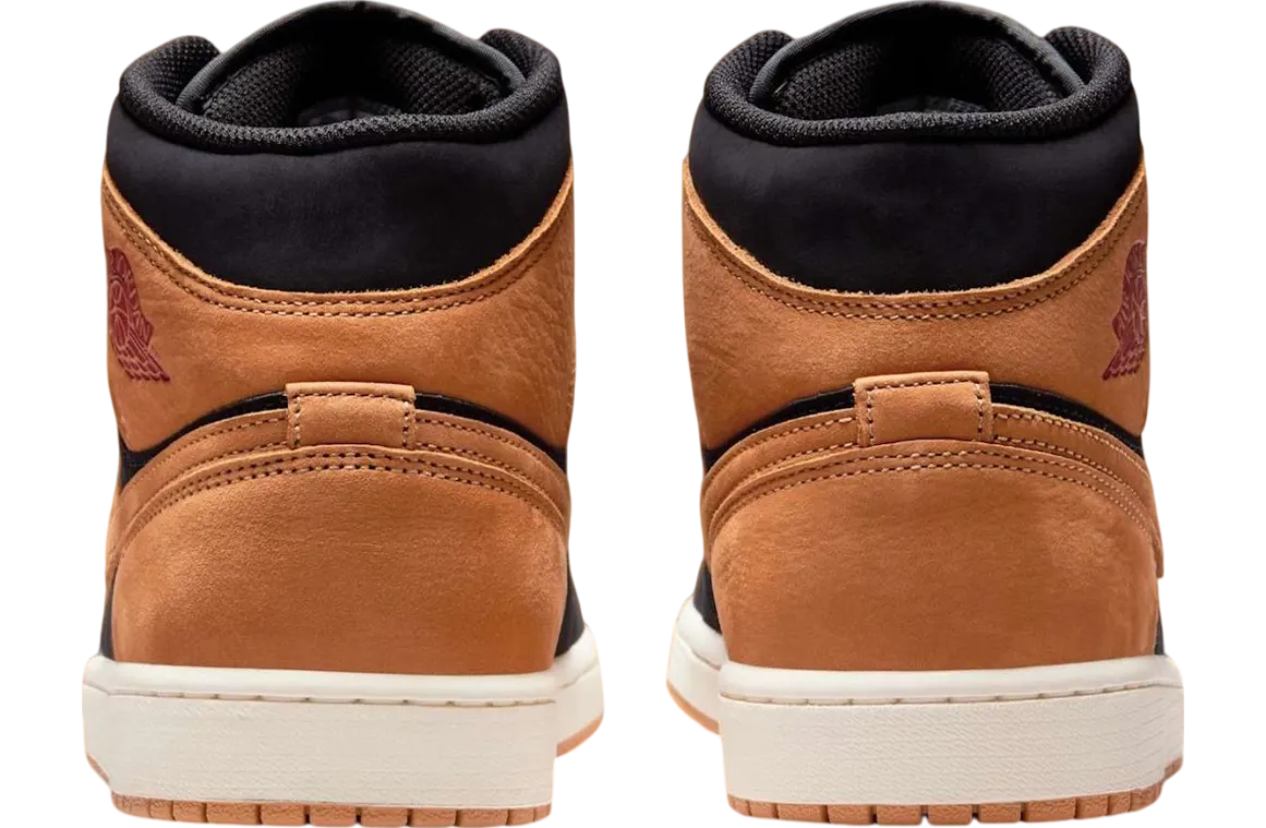 air jordan 1 mid black flax sail 1