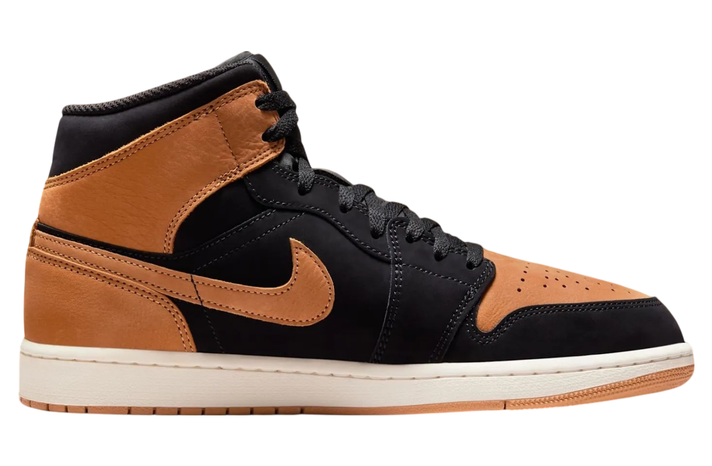 air jordan 1 mid black flax sail 2