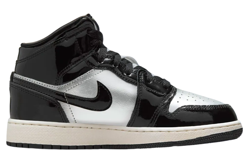 air jordan 1 mid gs black metallic silver 1