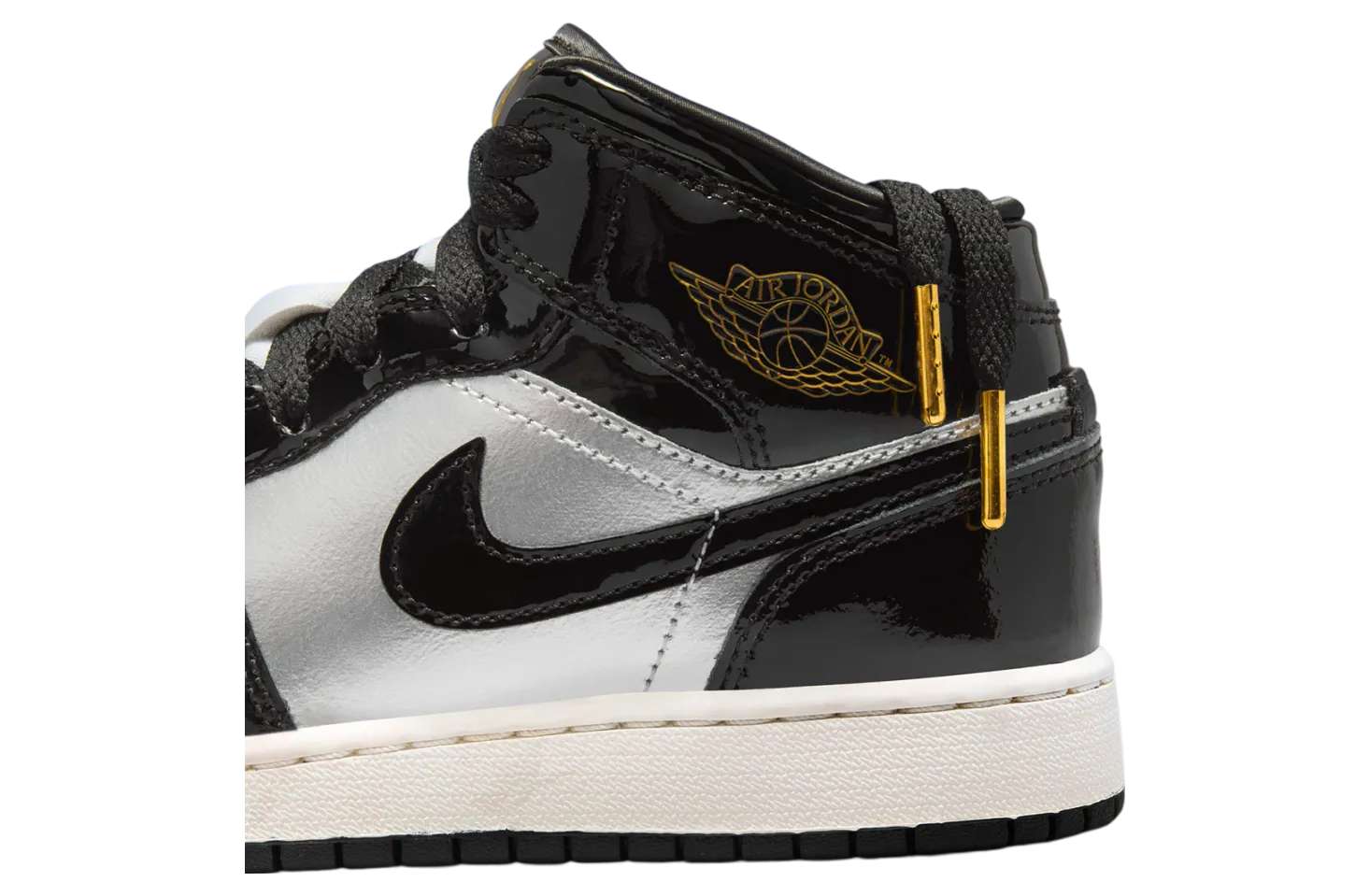 air jordan 1 mid gs black metallic silver 6