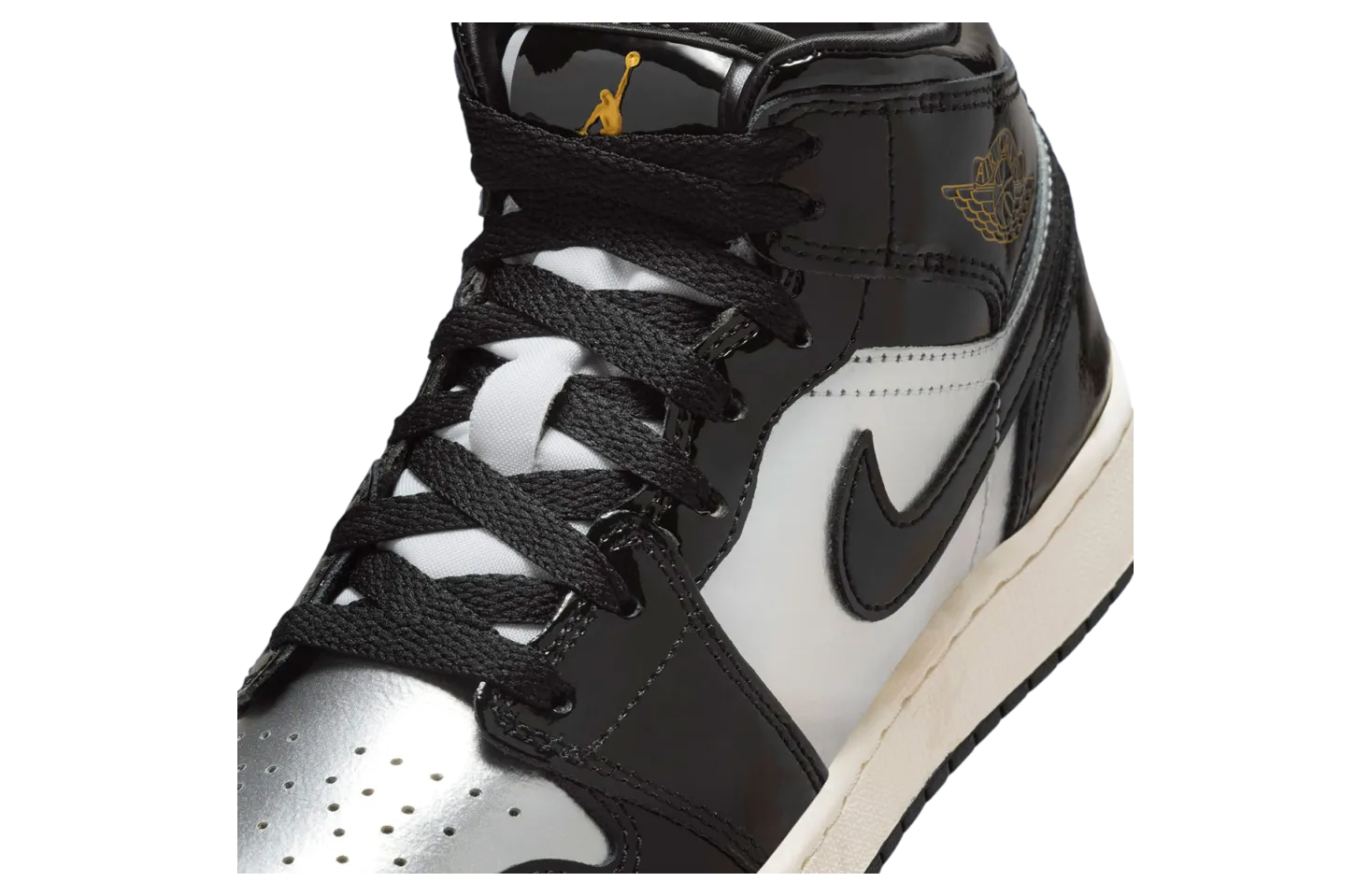 air jordan 1 mid gs black metallic silver 7