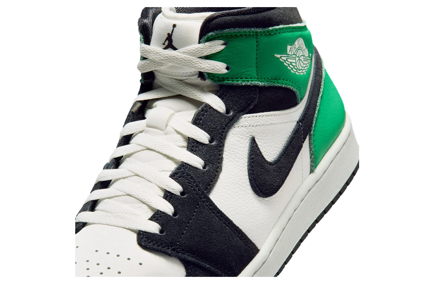 air jordan 1 mid summit white lucky green 5