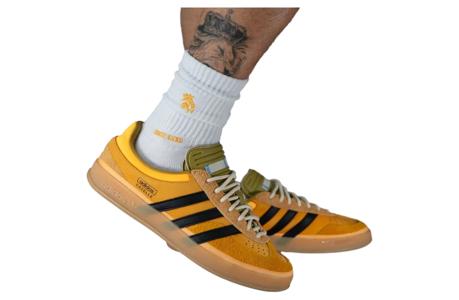 bad bunny x adidas gazelle indoor solar gold core black 0
