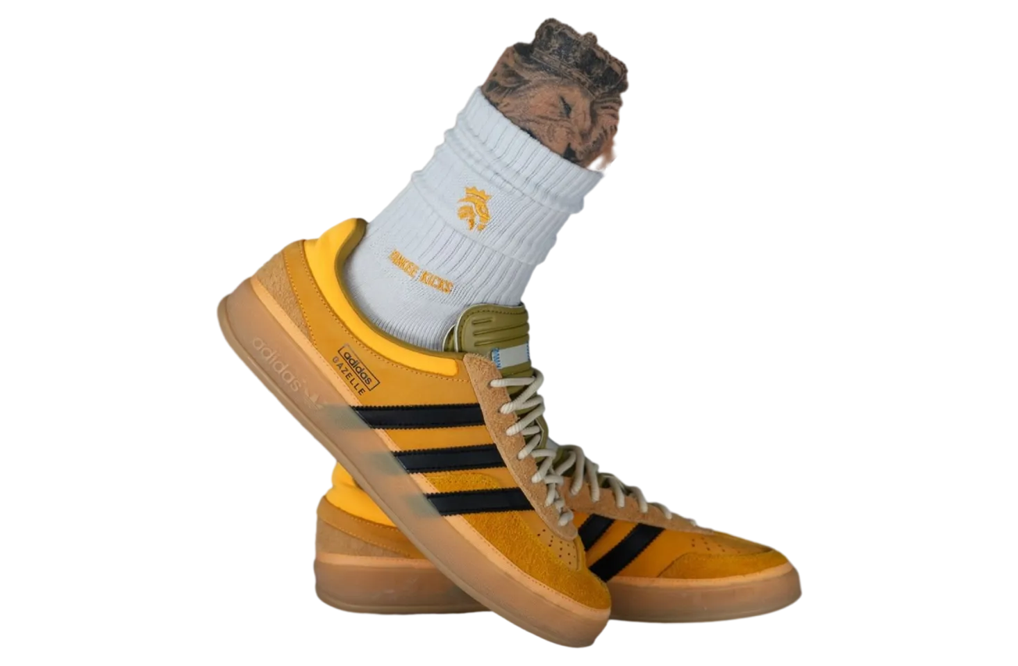 bad bunny x adidas gazelle indoor solar gold core black 1