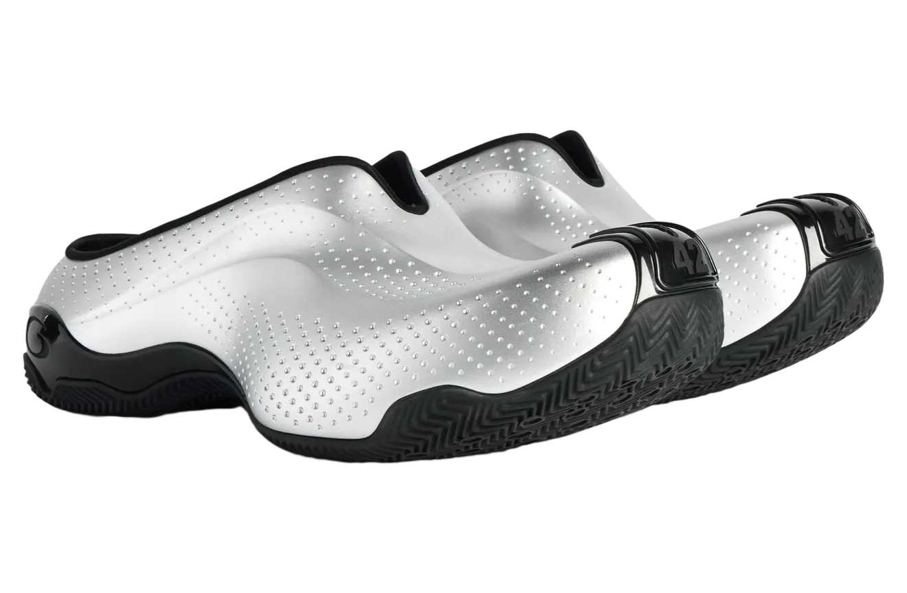 balenciaga basketball mule silver black 0