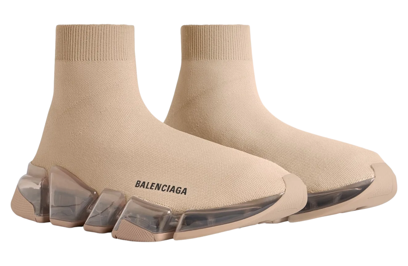 balenciaga speed 2 0 full clear sole recycled knit beige 0