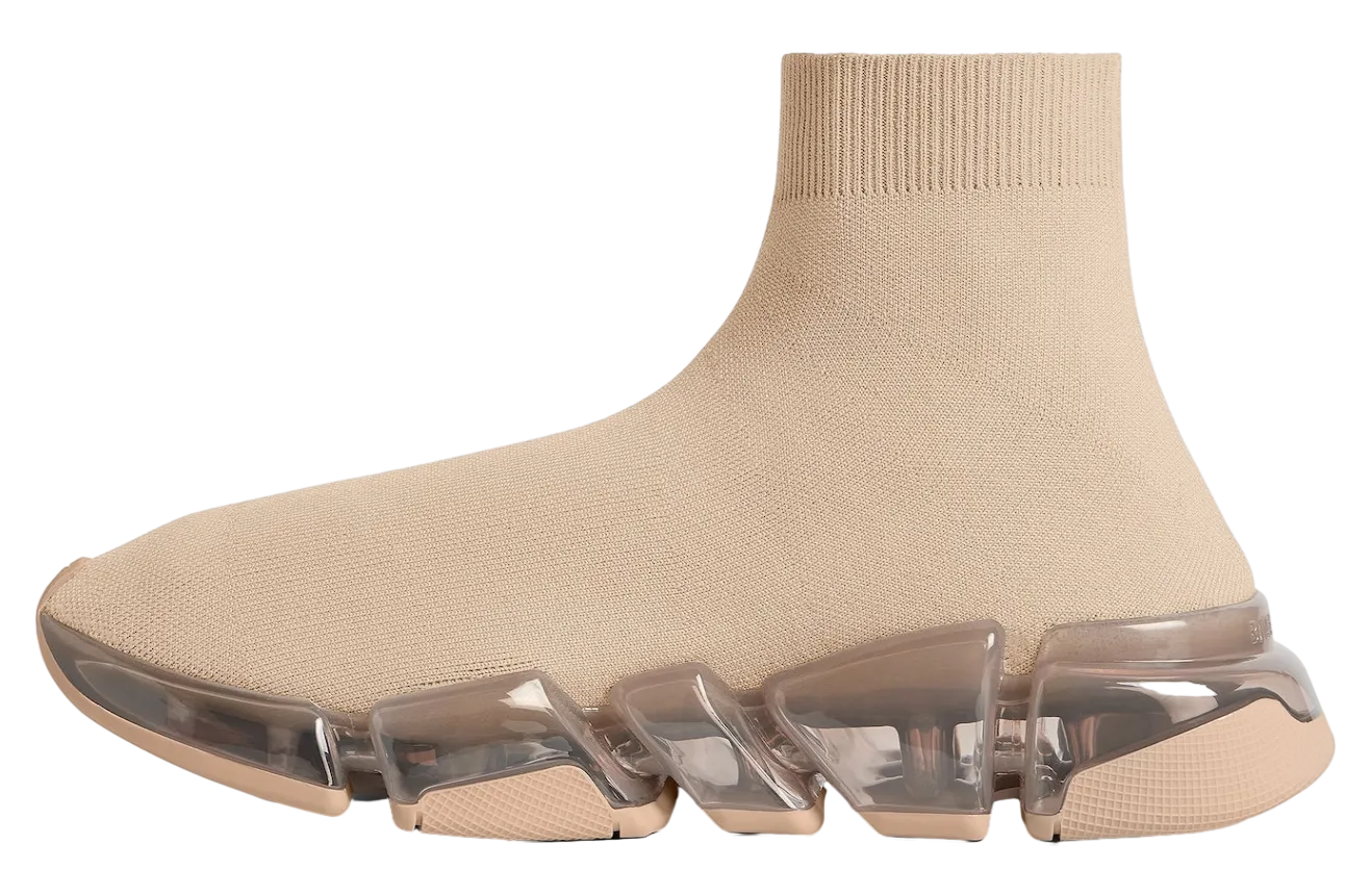 balenciaga speed 2 0 full clear sole recycled knit beige 2