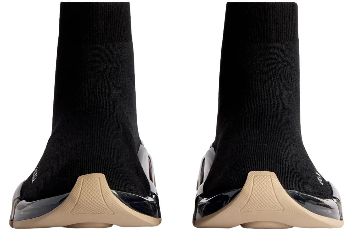 balenciaga speed 2 0 full clear sole recycled knit black beige 1