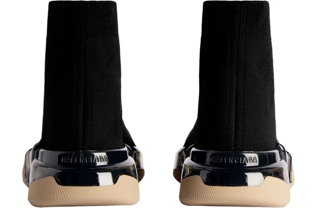 balenciaga speed 2 0 full clear sole recycled knit black beige 3
