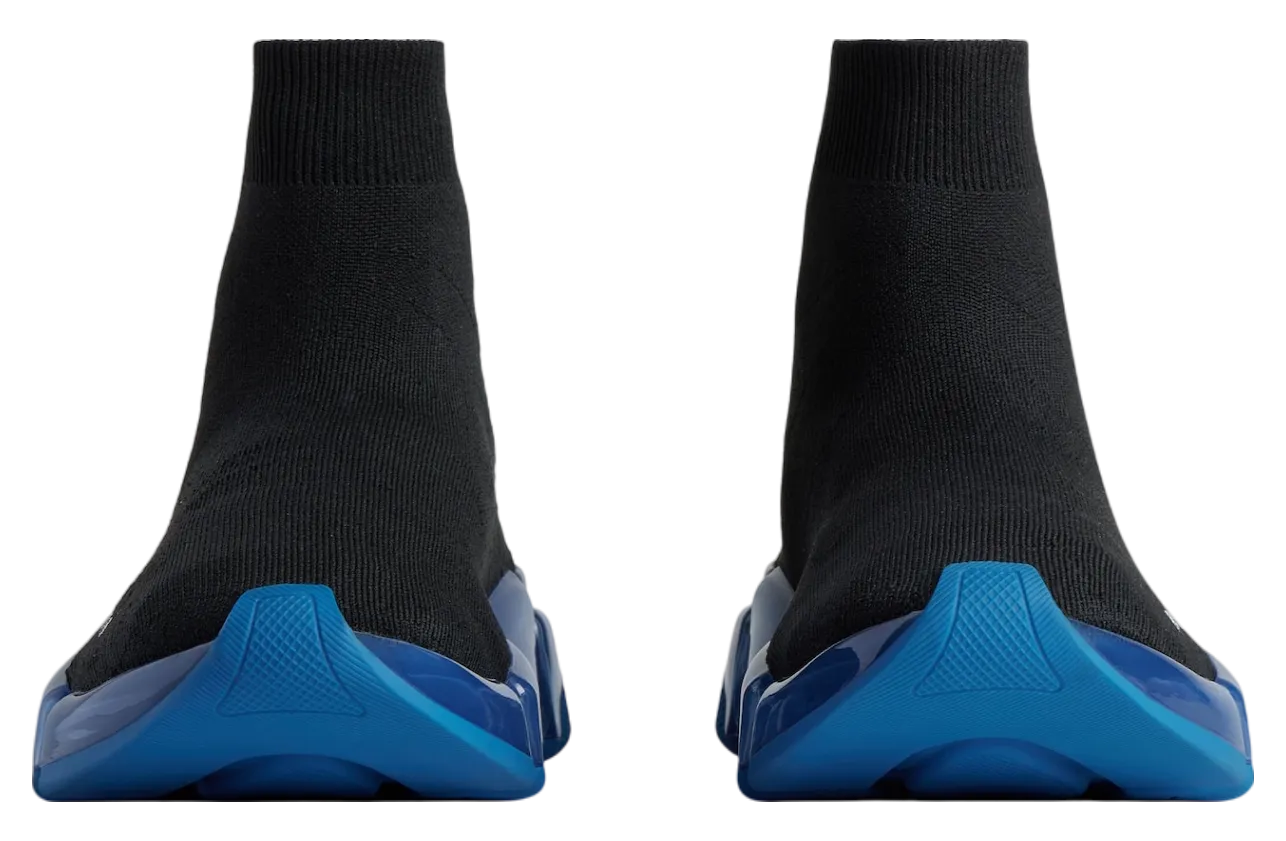 balenciaga speed 2 0 full clear sole recycled knit black blue 1