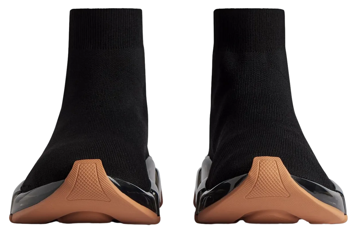 balenciaga speed 2 0 full clear sole recycled knit black orange 1