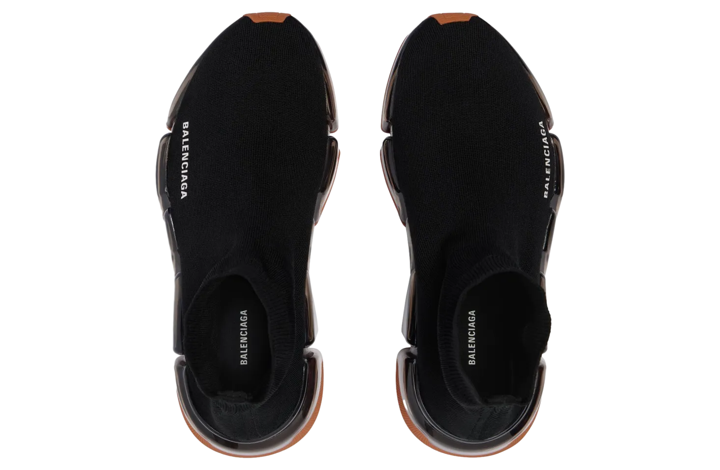 balenciaga speed 2 0 full clear sole recycled knit black orange 4