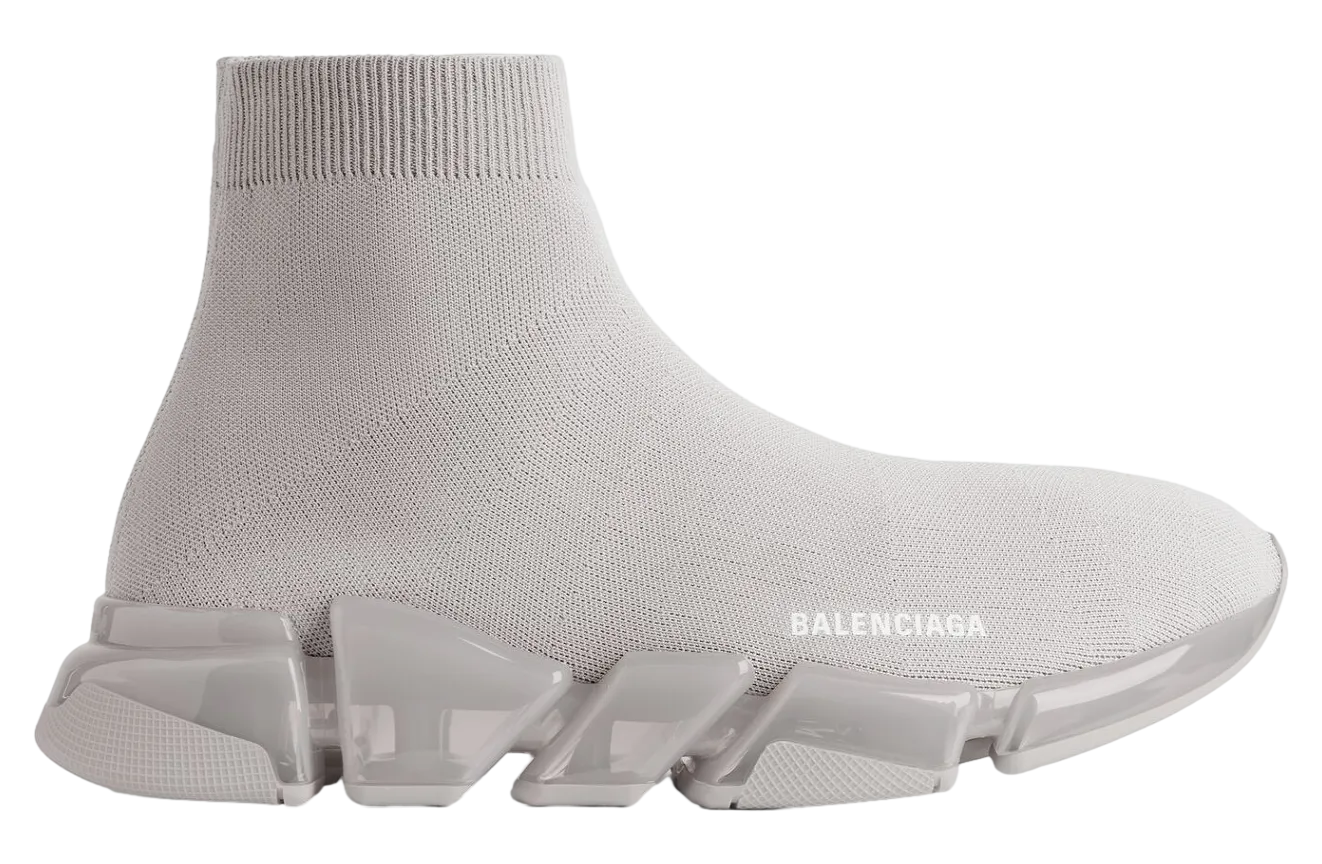 balenciaga speed 2 0 full clear sole recycled knit grey