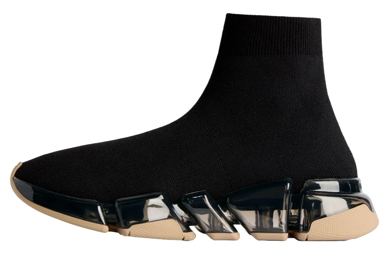 balenciaga speed 2 0 full clear sole recycled knit wmns black beige 2