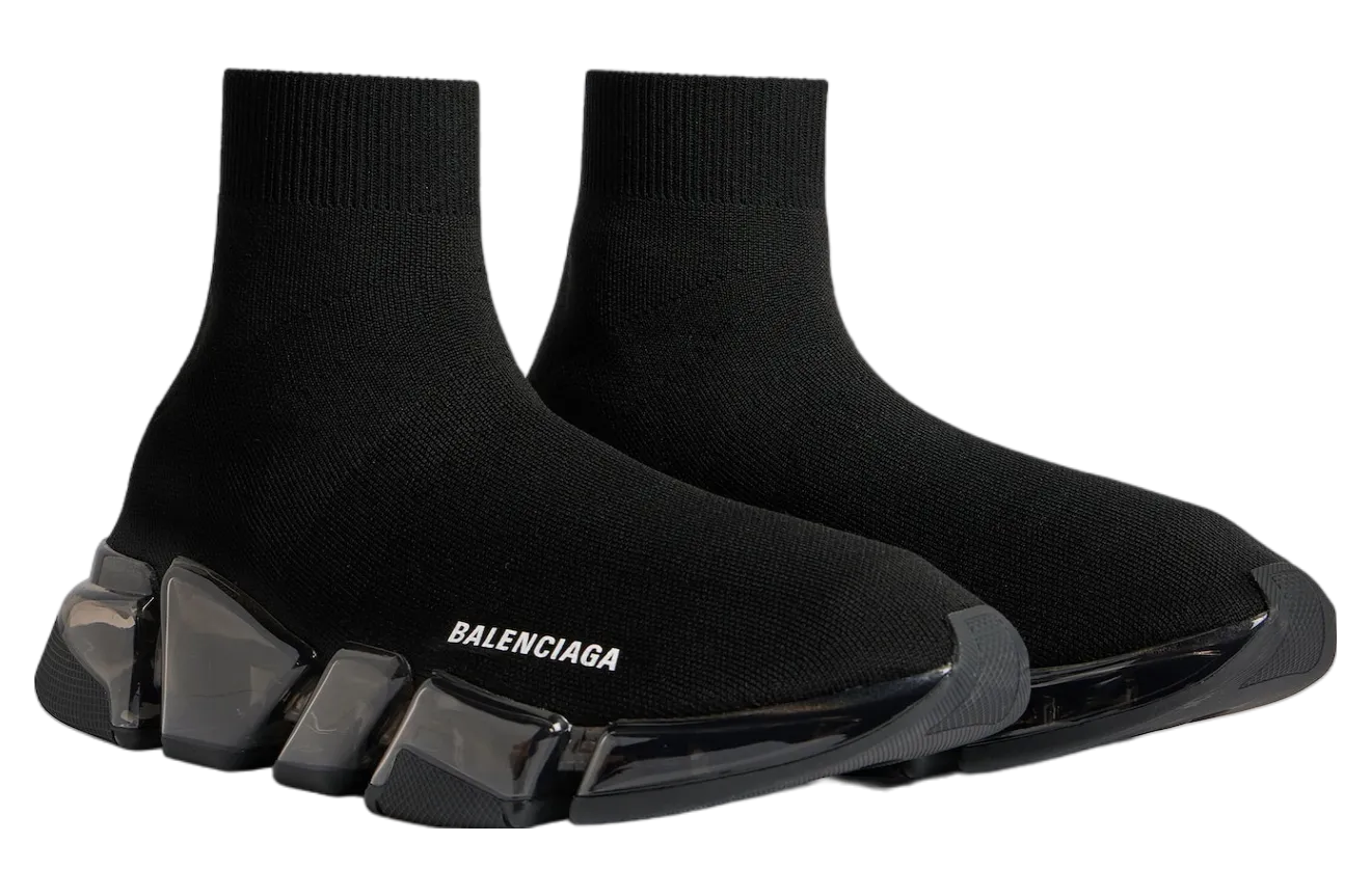 balenciaga speed 2 0 full clear sole recycled knit wmns black clear 0