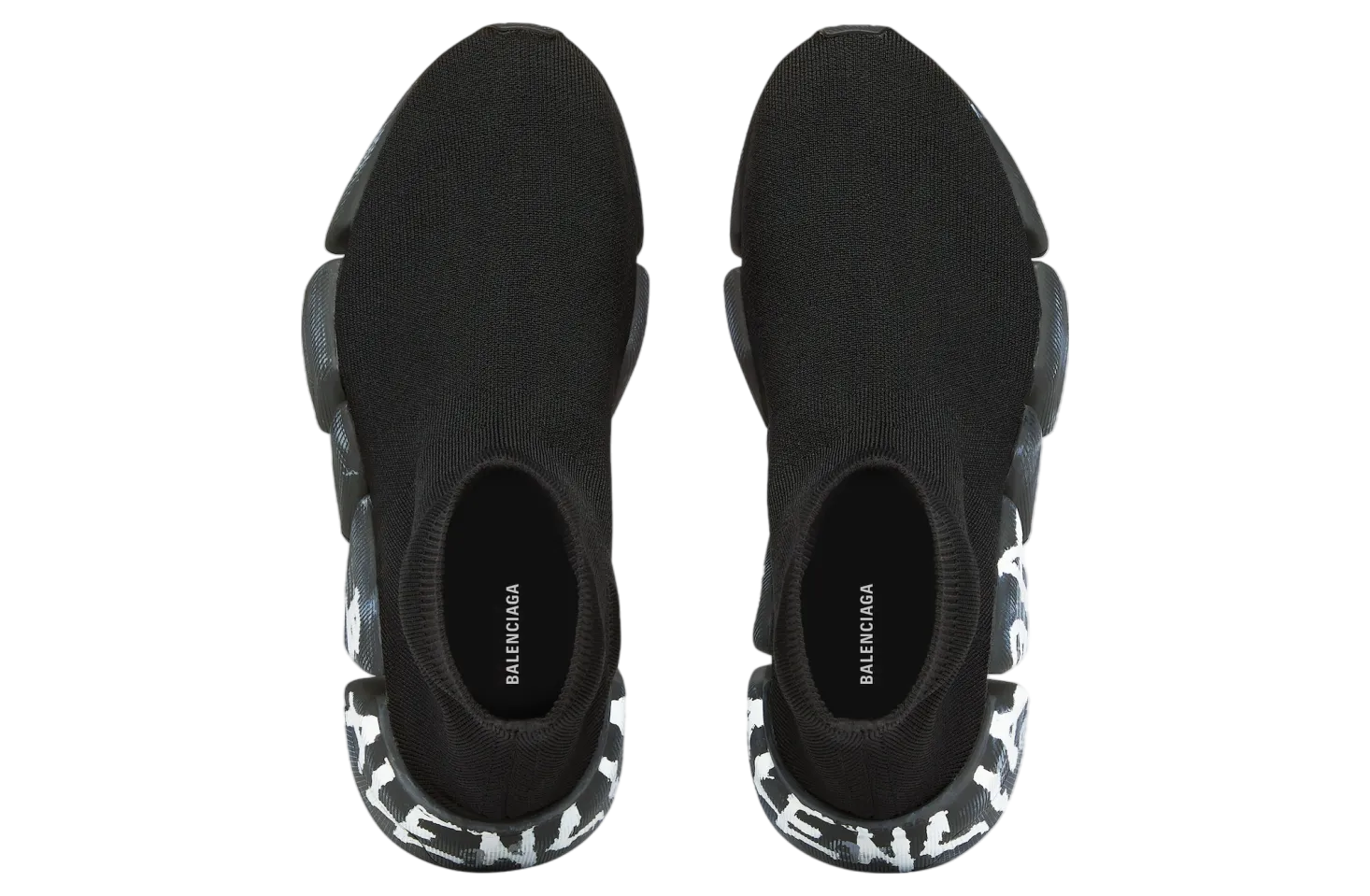 balenciaga speed 2 0 graffiti recycled knit black white 4