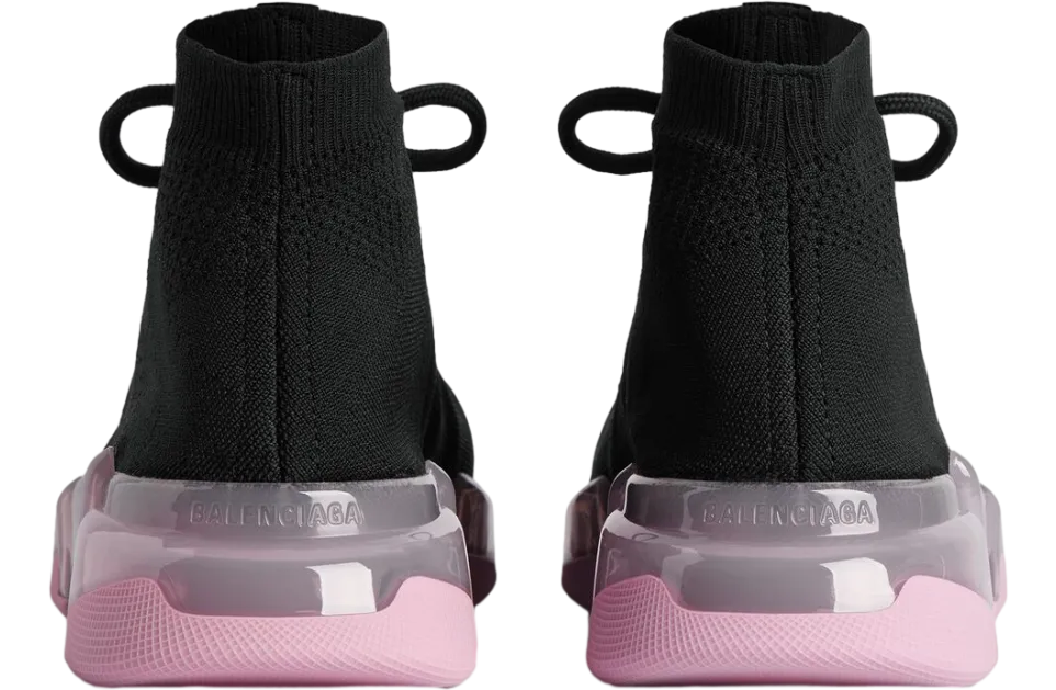 balenciaga speed 2 0 lace up full clear sole recycled knit wmns black light pink 3