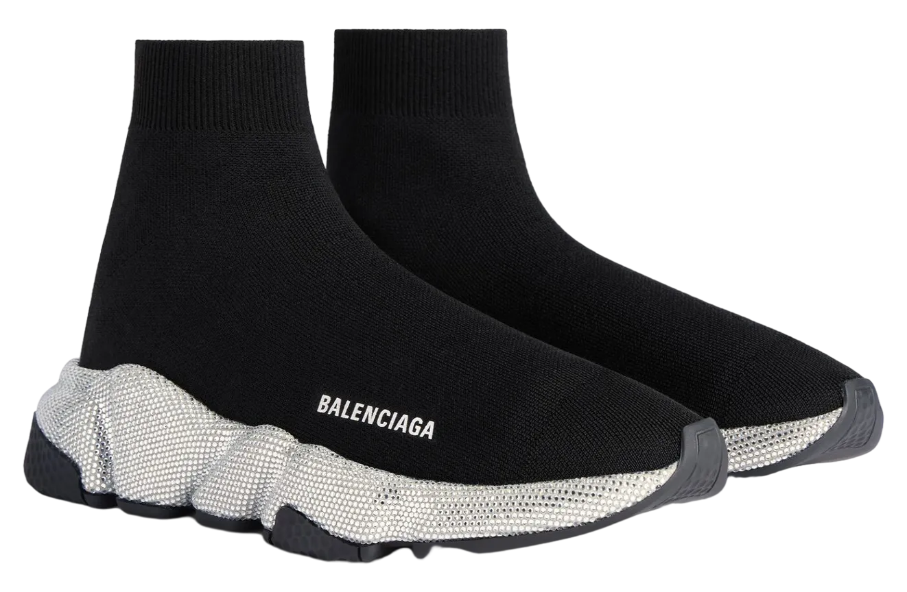 balenciaga speed recycled knit with rhinestones wmns black 0