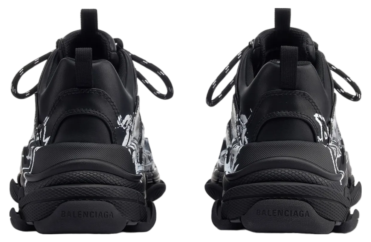 balenciaga triple s diy metal black white 3