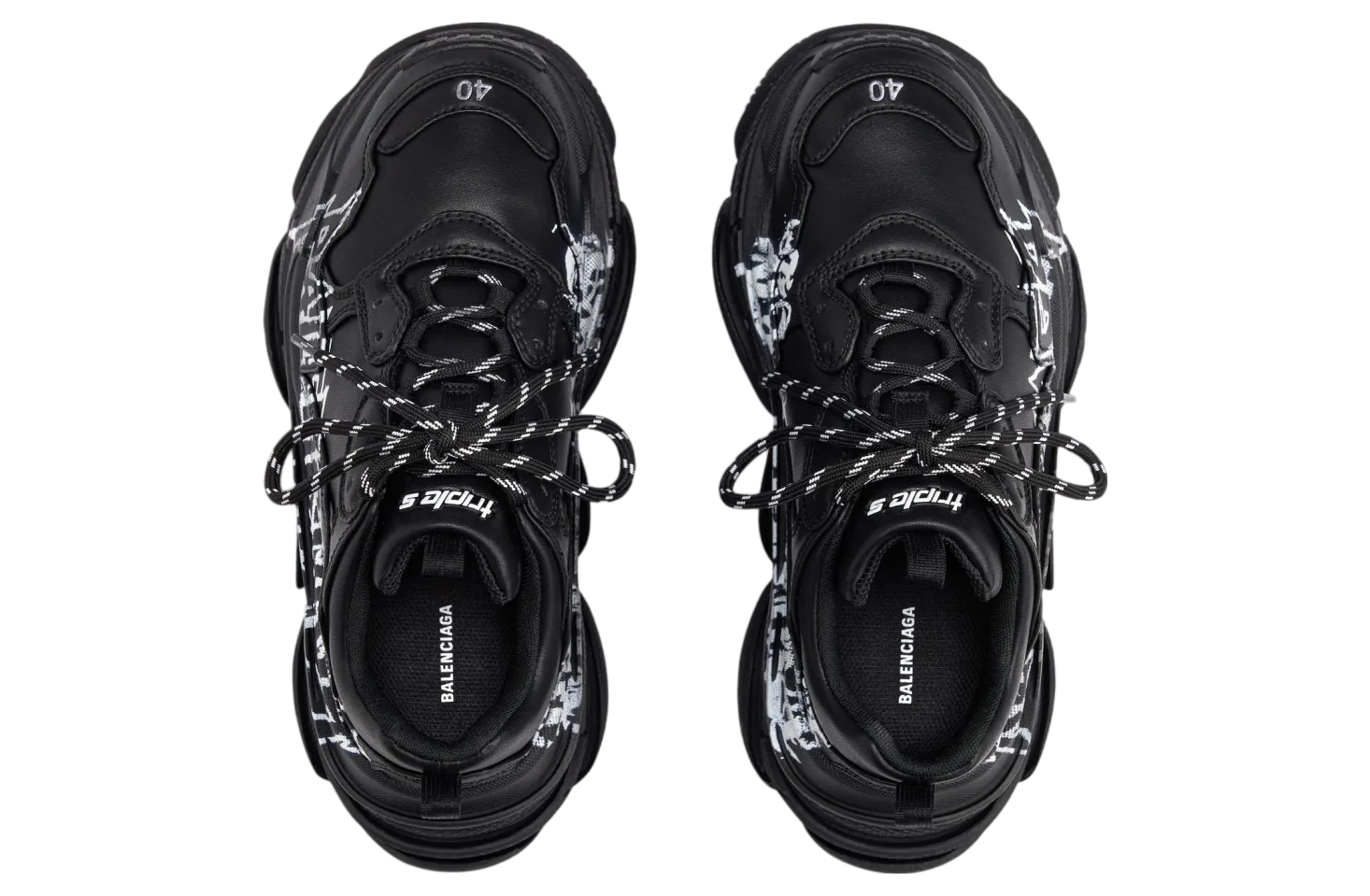 balenciaga triple s diy metal black white 4