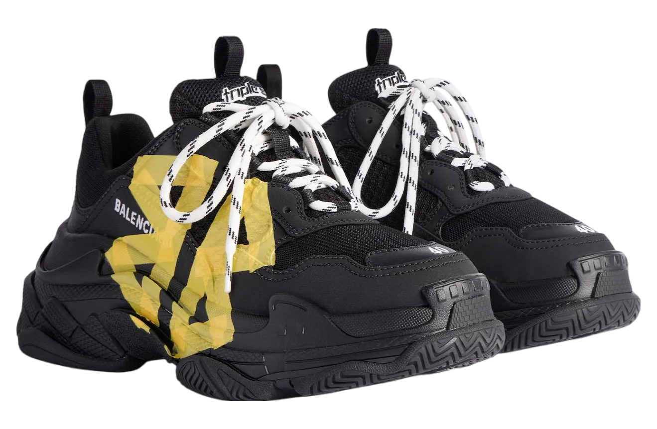 balenciaga triple s tape type black yellow 0