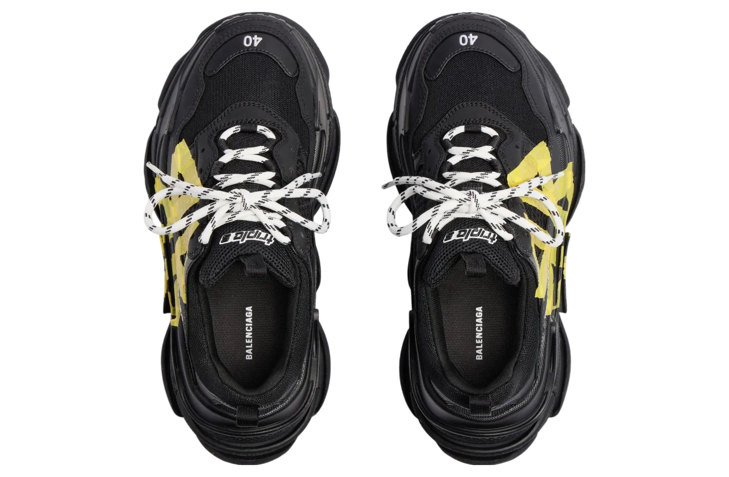 balenciaga triple s tape type black yellow 4