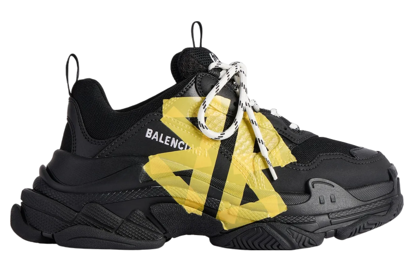 balenciaga triple s tape type black yellow