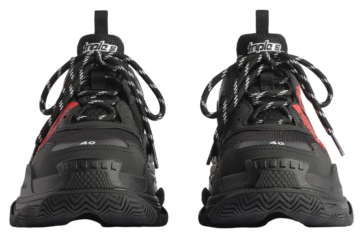 balenciaga triple s wmns black red 1