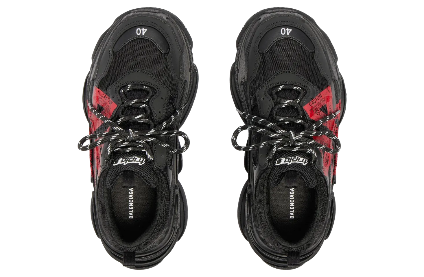 balenciaga triple s wmns black red 4