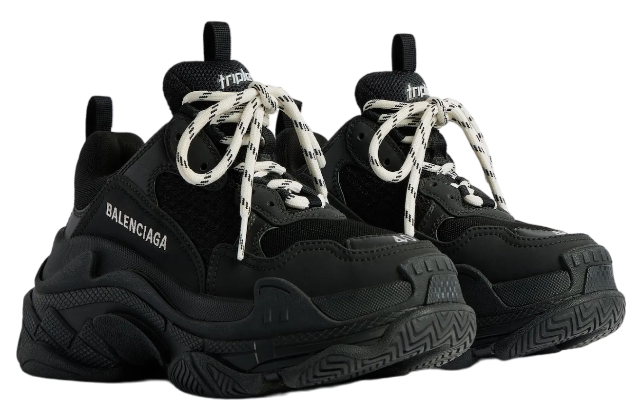 balenciaga triple s wmns black white 0