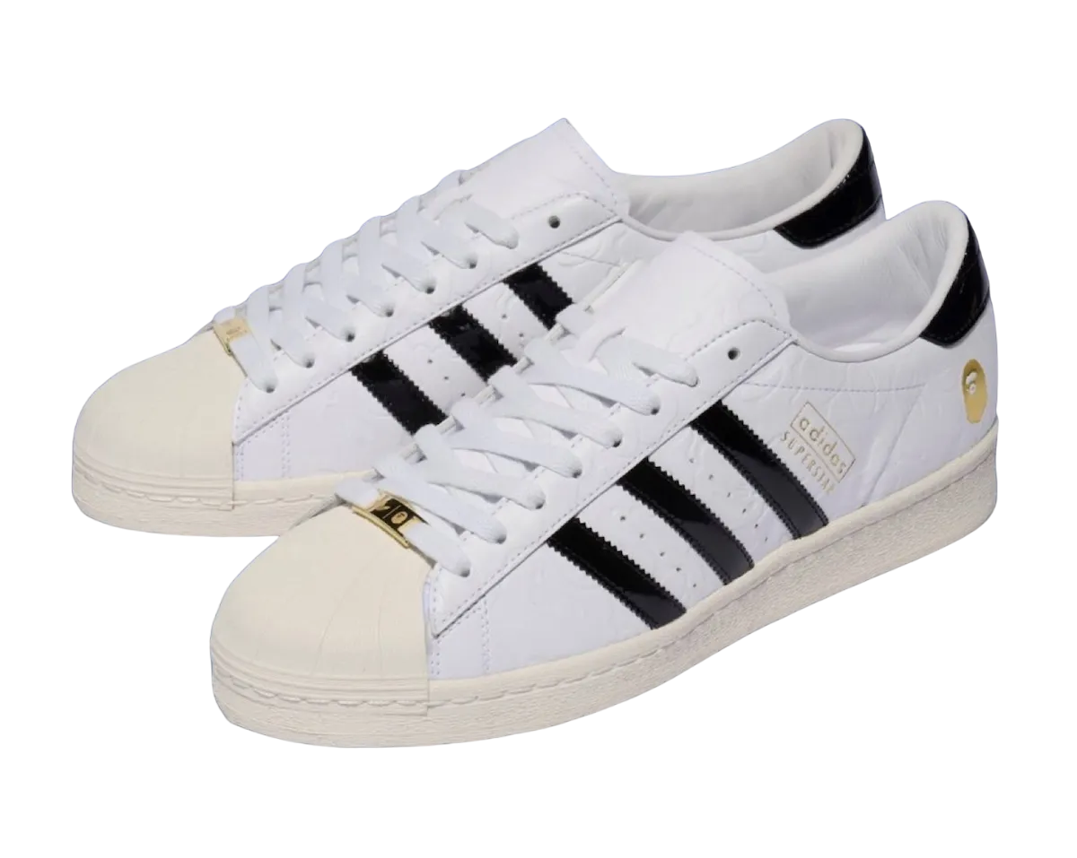 bape x adidas superstar white black 0