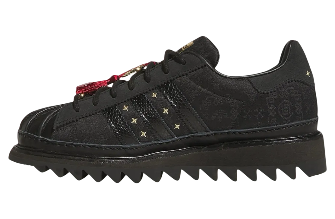 clot x adidas superstar chinese new year core black carbon black 0