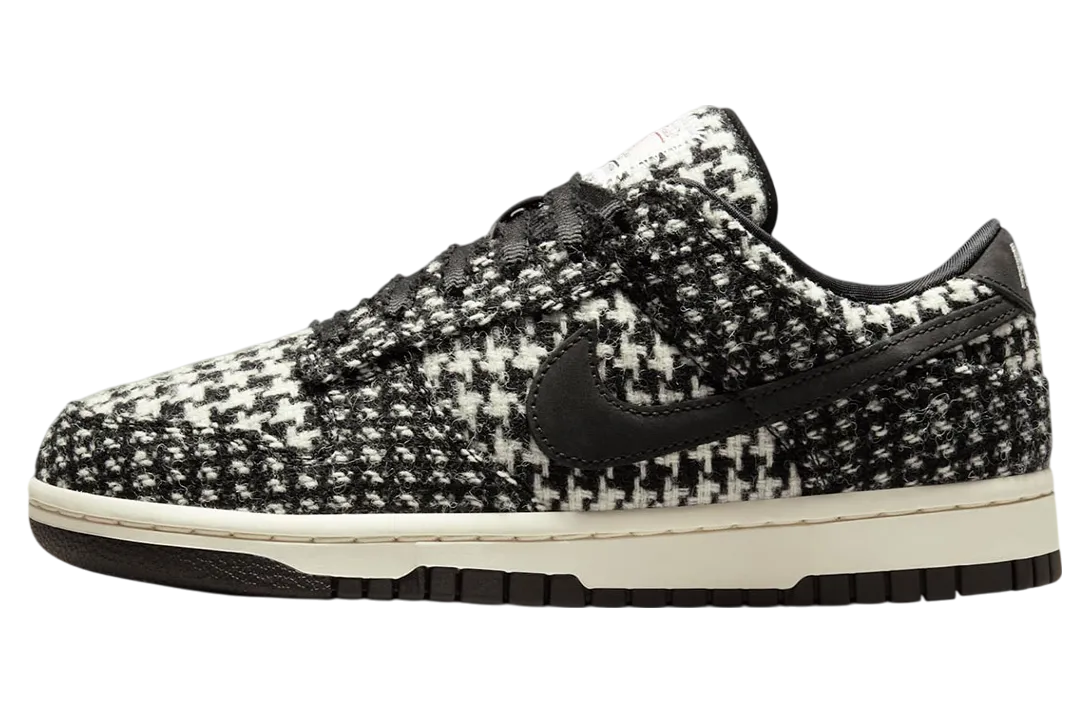 harris tweed x nike dunk low wmns white black