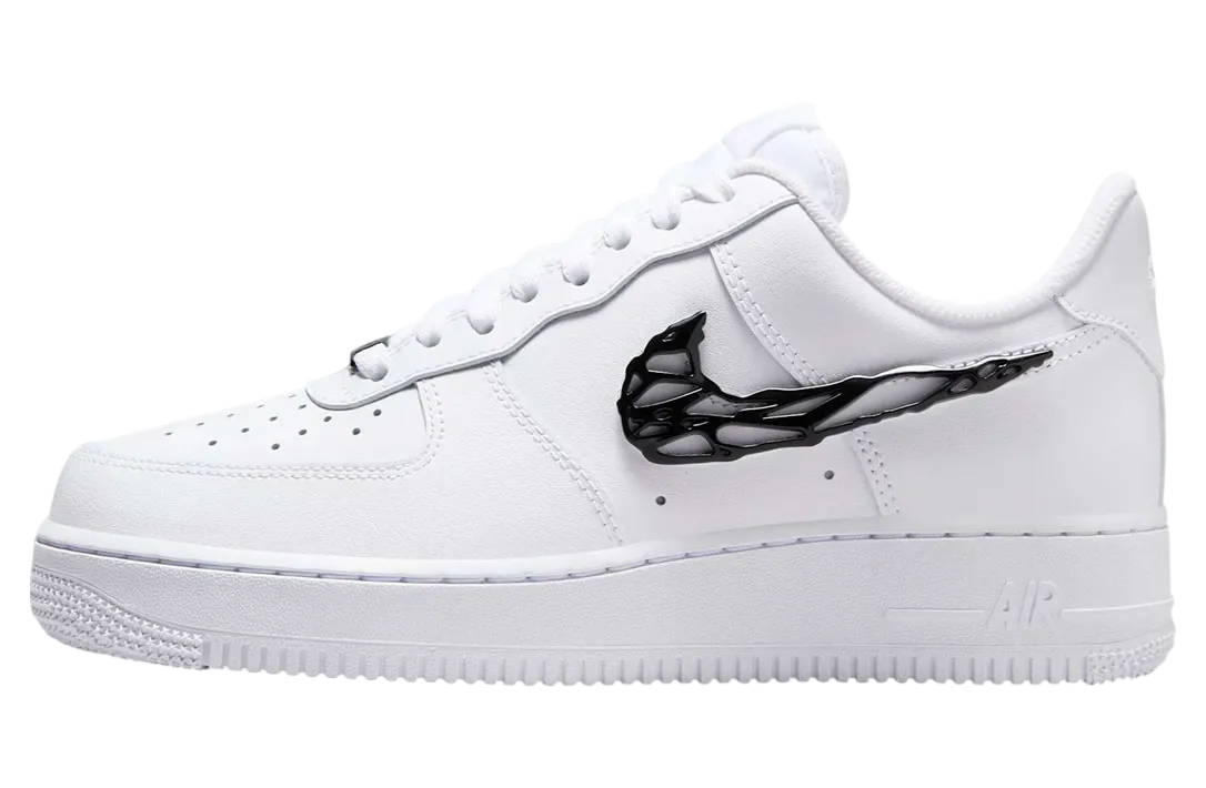 nike air force 1 low shredded metal swoosh white black