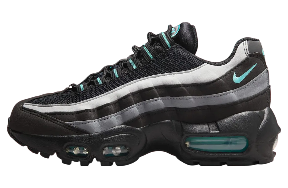 nike air max 95 gs black grey aurora green