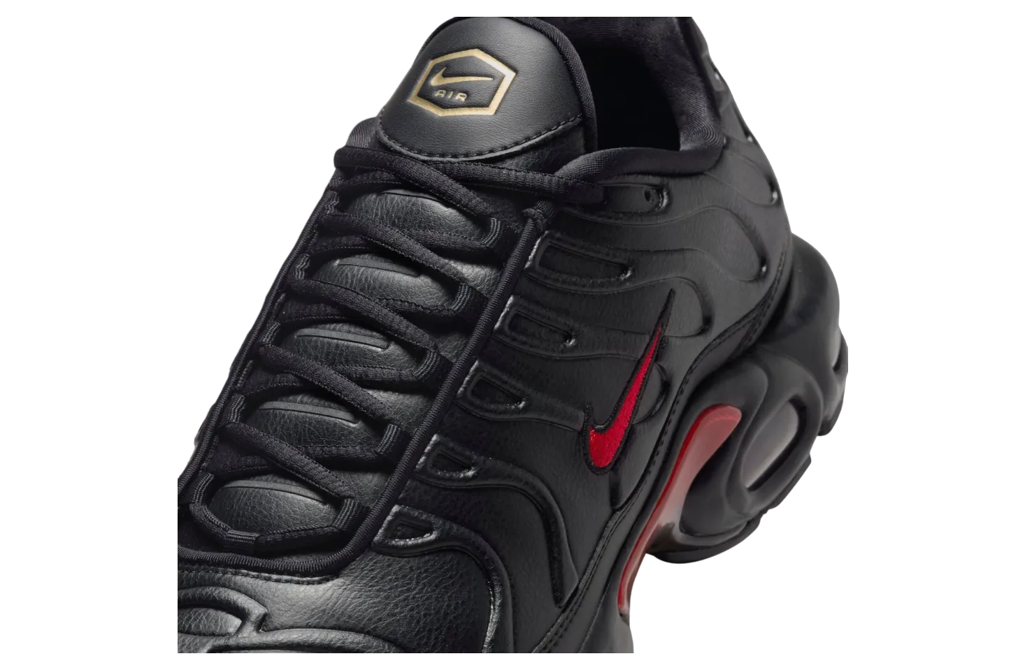 nike air max plus leather black university red 5