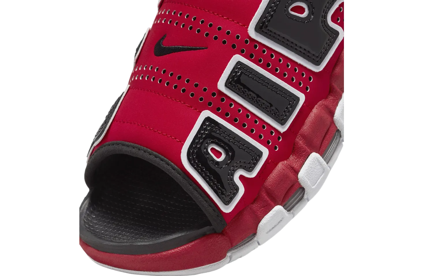 nike air more uptempo slide black varsity red 4