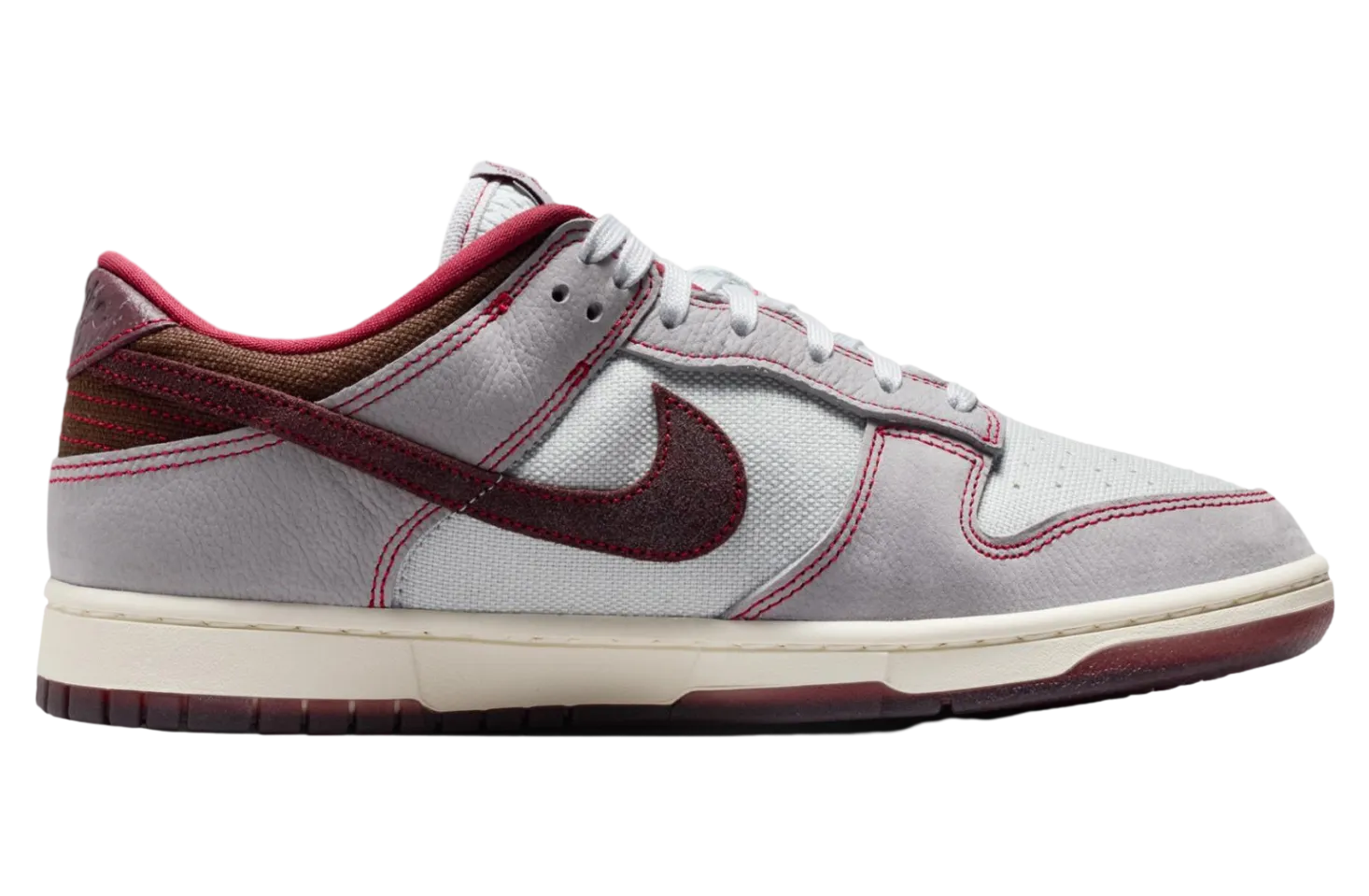 nike dunk low canvas wolf grey team red 3