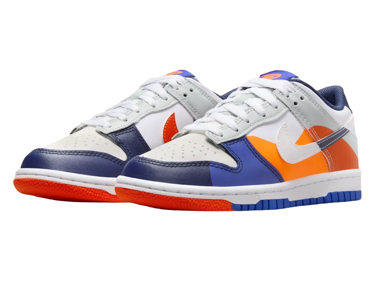 nike dunk low gs light silver midnight navy 0