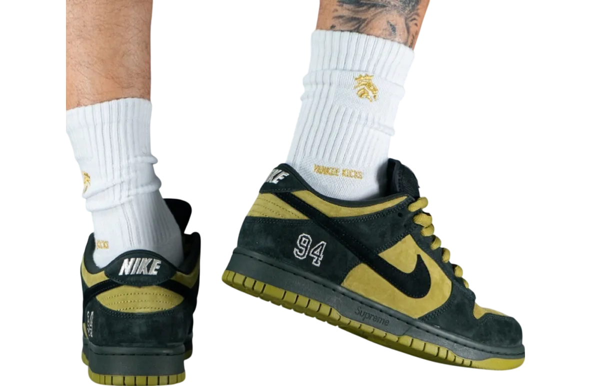 supreme x nike sb dunk low camper green camper green black 5
