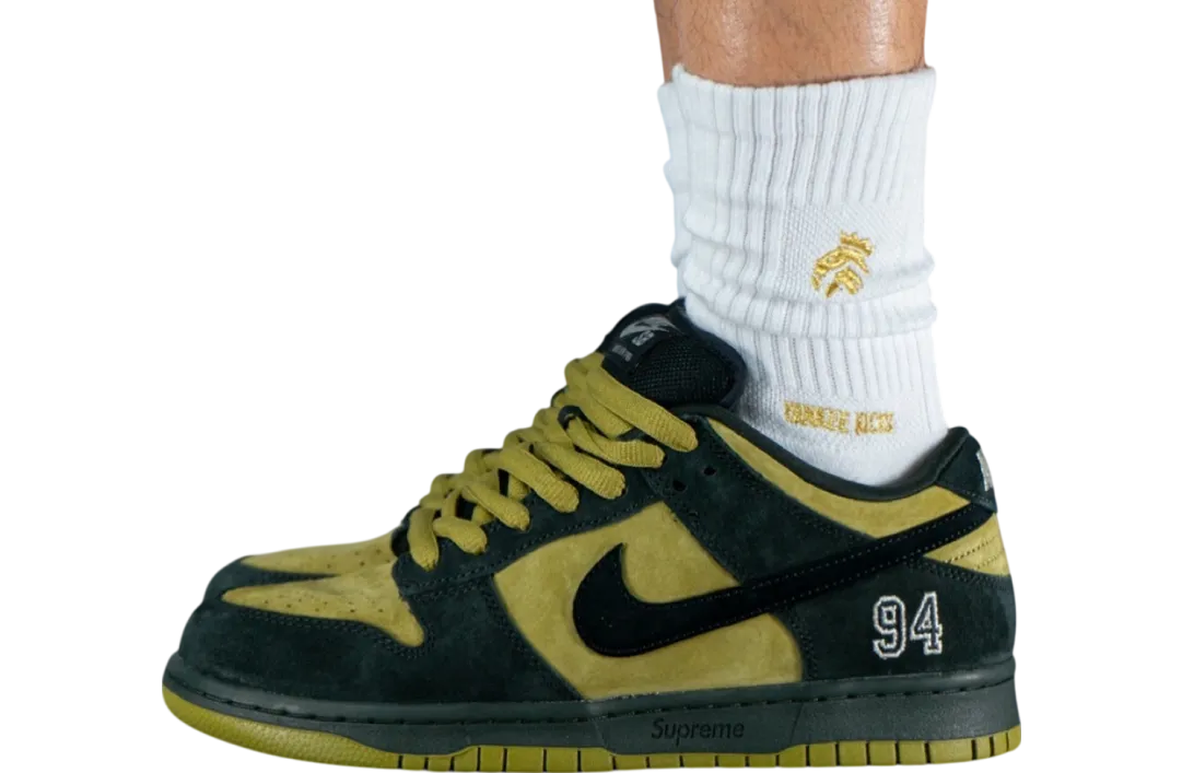supreme x nike sb dunk low camper green camper green black