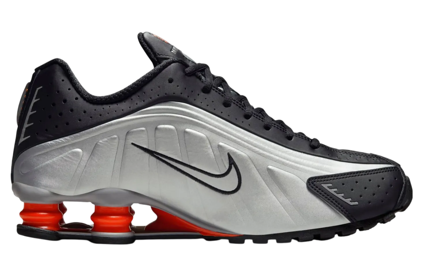 the nike shox r4 metallic silver red 0