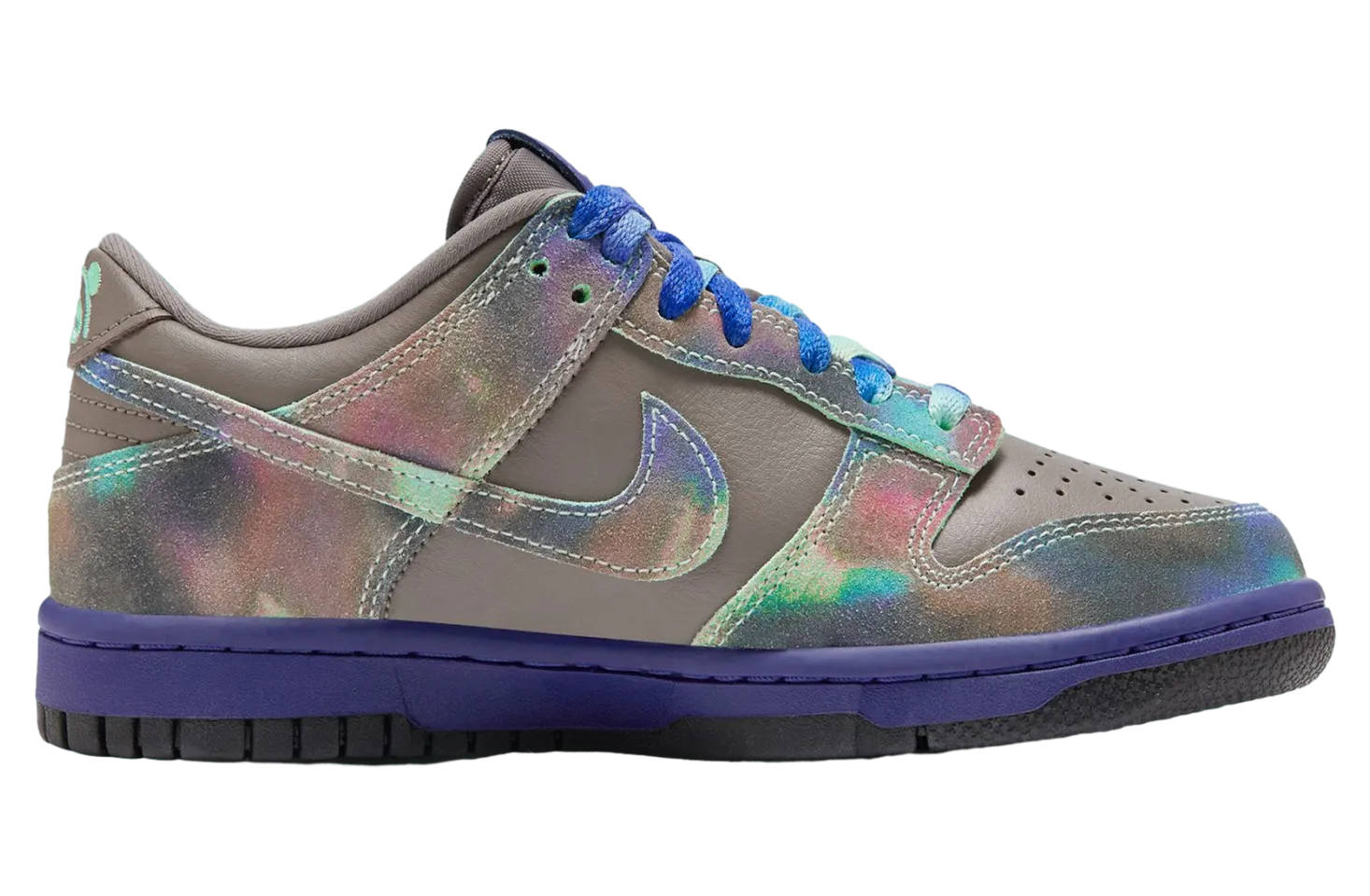 this kids nike dunk low panda mixes suede color and fun cave stone deep night 2